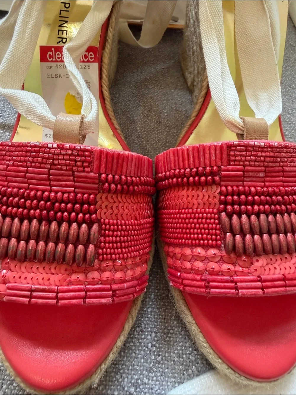 Vintage Donald J Pliner Elsa Beaded Espadrille Wedges Size 8 $278